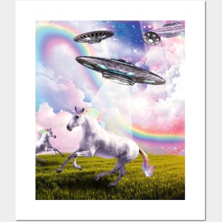 UFO Abducting Unicorn Posters and Art